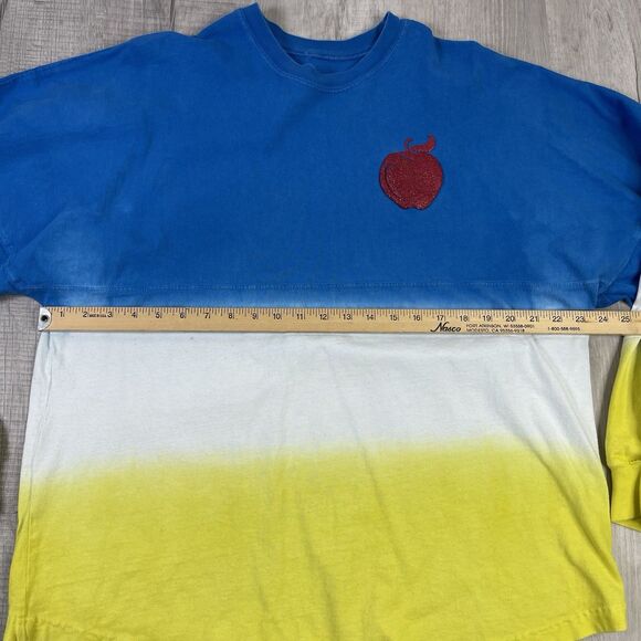 Disneyland Snow White Spirit Jersey Blue Yellow Large Puff Glitter Shirt USA O - Picture 9 of 10